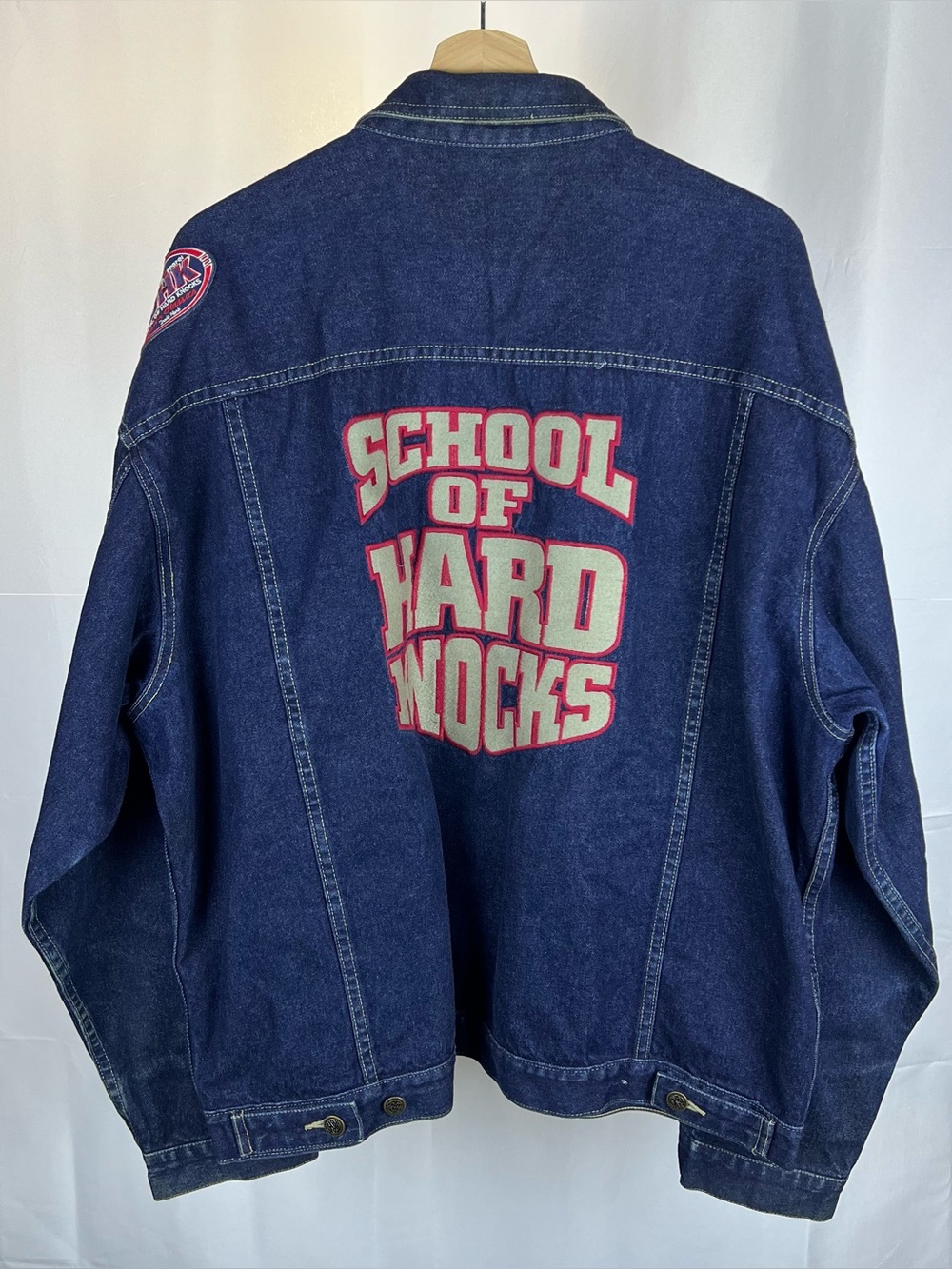 School Of Hard Knocks SOHK Denim Jean Jacket Mens XL Vintage 90s Hip Hop